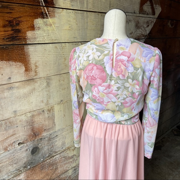 Vintage 1980’s Pink & Pastel Floral Print Dress Fit and Flare Boston Maid Size 6 - Picture 8 of 12